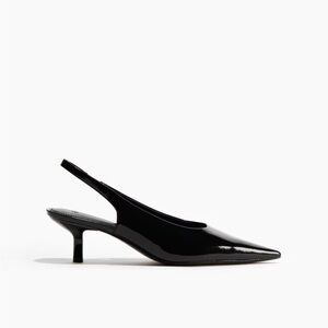 Black patent leather kitten heel